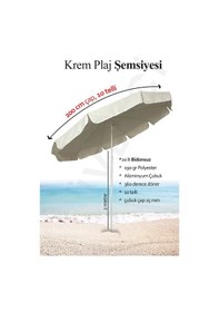 Resim Plaj Şemsiyesi 200 Cm Çapında 10 Telli Taşıma Çantası Hediyeli Bej 