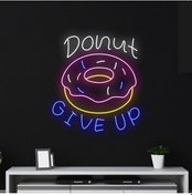 Resim Twins Led Donut Give Up Yazılı Ve Şekilli Neon Tabela Çok Renkli Model:model:61413366 Çok Renkli 