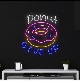 Resim Twins Led Donut Give Up Yazılı Ve Şekilli Neon Tabela Çok Renkli Model:model:61413366 Çok Renkli 