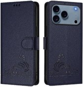 Resim İphone Uyumlu 17 Pro Kılıf Kartlık Yuvalı Standlı Kedi Rfıd Cüzdan Kapak 