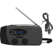 Resim Creatorally Acil Afet Önleme Için LED El Fenerli Taşınabilir Fm Am Wb USB Radyo El Kranklı Güneş Enerjili Radyosiyah Avrupa (Yurt Dışından) 