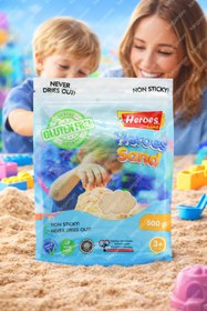 Resim HEROES 500 Gr Natural Kinetik Kum - Eğlenceli Akışkan ve Dağılmayan Eğitici Oyun Kumu 