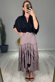 Resim lady special Gofre Fırfırlı Uzun Etek 