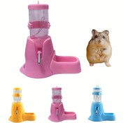 Resim Küçük Hayvanlar İçin Otomatik Mama ve Su Seti, ABS Reçine, Sızdırmaz Silindir Su Dispenseri, Kemirgen Besleme Kabı, Altın Hamster İçme Bardağı, Pembe/Mavi/Sarı Seçenekler 