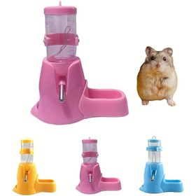 Resim Küçük Hayvanlar İçin Otomatik Mama ve Su Seti, ABS Reçine, Sızdırmaz Silindir Su Dispenseri, Kemirgen Besleme Kabı, Altın Hamster İçme Bardağı, Pembe/Mavi/Sarı Seçenekler 