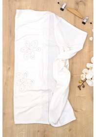 Resim Kız Erkek Kelebek Bebek Çift Katlı Natural Penye Battaniye Stl6877 Beyaz - Fuşya 