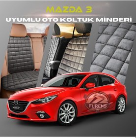 Resim Mazda 3 Antrasit Renk Tay Tüyü Cepli & Terletmez Sırtlı Oto Koltuk Minder Seti - Koltuk Koruma Kılıfı Ön & Arka Tam Set 