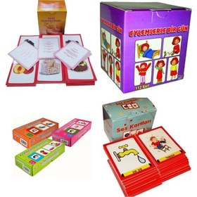Resim Yuka Kids Eğitim Kartları , Eylemlerle Bir Gün , Konuşma Kartları ve Ses Kartları 6 Lı Set 