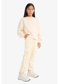 Resim Defacto Kız Çocuk Beli Lastikli Kargo Jogger Eşofman Altı E6928a825auer134 Ekru 