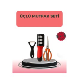 Resim 3 Parçalı Çok Fonksiyonlu Mutfak Makas Seti Paslanmaz Çelik, Ergonomik Tasarım Çok Renkli 
