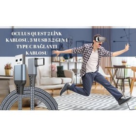 Resim Cosmostech Oculus Quest 1/2 Uyumlu USB 3.2 To Type-C Data Aktarım ve Şarj Kablosu 3 Metre 