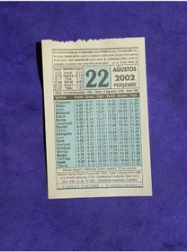 Resim 22 Ağustos 2002 Takvim Yaprağı - Nostalji Koleksiyonluk Takvim Yaprağı 