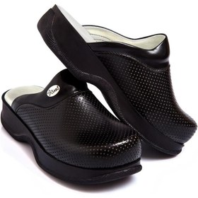 Resim Dr Hegeli Siyah Ortopedik Terlik Doktor Hemşire Hastane Aşçı Terliği 