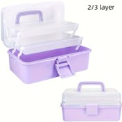 Resim Şeffaf Tasarımlı 2/3 Katlı Geniş Kapasiteli Saklama Kutusu, Kırtasiye ve Takı için Katlanabilir Tırnak Sanatı Aleti Düzenleyici, İstiflenebilir Yapı, El Sanatları ve Ev Düzeni için Dayanıklı ve Sağlam, Düzenleyici/aksesuar Düzenleyici Kutusu, Tırnak Düzenleyici/saklama Kutusu, Tırnak Seti, Düzenleyici 