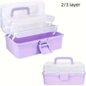 Resim Şeffaf Tasarımlı 2/3 Katlı Geniş Kapasiteli Saklama Kutusu, Kırtasiye ve Takı için Katlanabilir Tırnak Sanatı Aleti Düzenleyici, İstiflenebilir Yapı, El Sanatları ve Ev Düzeni için Dayanıklı ve Sağlam, Düzenleyici/aksesuar Düzenleyici Kutusu, Tırnak Düzenleyici/saklama Kutusu, Tırnak Seti, Düzenleyici 