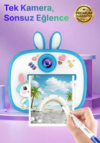 Resim 4 Berry Q7 Taşınabilir Fotoğraf Yazıcı ve Kamera BUNNY MAVİ 
