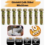 Resim Kanca Gömlekli Çelik Dübel M8x55 mm (10 Adet) 