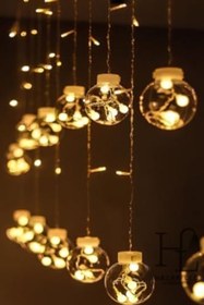 Resim BUFFER Kumandalı LED Dekoratif Sarkıt Aydınlatma, 10 Sarkıtlı Top İçi Mini Toplu, Cam, Günışığı Rengi, Modern Stil, Uzaktan Kumanda ile Kontrol 