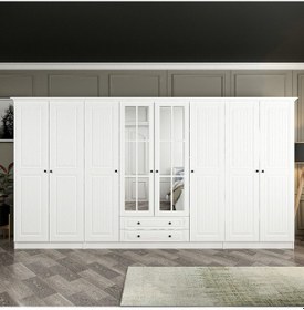 Resim Kale 8 Mebran Kapaklı 2ç Taçlı Dolap - Beyaz 190cm 