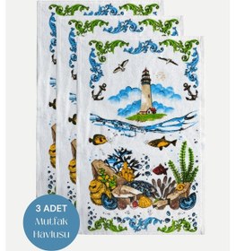 Resim 3lü Paket Baskılı Beyaz Mutfak Havlusu Modeli Mother And Daughter 