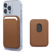 Resim Apple Iphone 14 Pro Leather Wallet Magsafe Kahverengi Microsonic