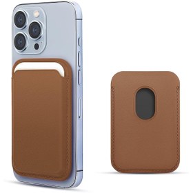 Resim Apple Iphone 14 Pro Leather Wallet Magsafe Kahverengi 