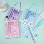 Resim Sanrio 6'lı Kuromi kırtasiye seti, Melody silgi ve cetvel, hediye kutusu okul malzemeleri, parti hediyeleri, ödül seti 