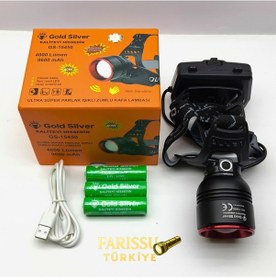 Resim Gold Silver Gs-15450 4000 Lümen Ultra Parlak Şarjlı Zoomlu Sensörlü Kafa Lambası - 9600 Mah Siyah 