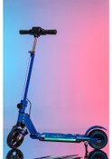 Resim Mini Bonito Çocuk Katlanabilir, Led Işıklı, Amortisörlü Elektrikli Scooter Ayarlanabilir Direksiyonlu Dizlik Ve Dirseklik Hediyedir Mavi 