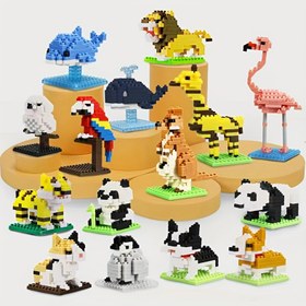 Resim Küçük Parçacık Yapı Blokları Hayvanlar Aslan Kaplan Penguen Panda Çocukların Eğitici Bulmaca Montaj Oyuncak Konsantrasyon 