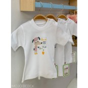 Resim Bebek Köpek Baskılı Kısa Kol T-Shirt 52208 Pembe 