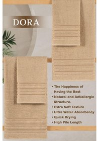 Resim 4 Lü Banyo Havlusu Seti Dora Bej - 70x140cm X2 / 50x90cm X2 Bej 