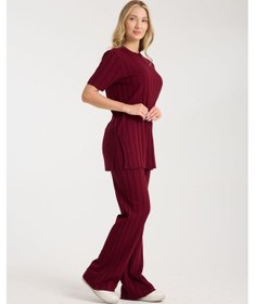 Resim Çizgili Relax Fit İkili Takım Dnv-000019 Bordo 