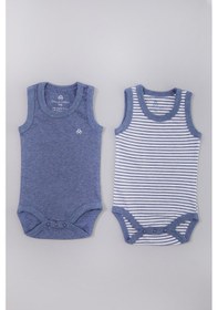 Resim Organicera Organik Bebek Atlet Body, 2 Li Set , Indigo Melange İndigo 