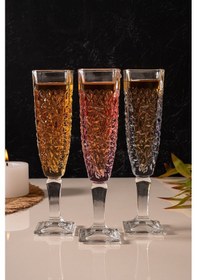 Resim Mest 3 Renk 6'lı Cam Kahve Yanı Su Bardağı Seti 130 Cc Ayaklı Bardak 3 Renk 