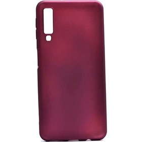 Resim Samsung Galaxy A7 2018 Lüks Silikonlu Bordo Kılıf + Tam Kapatan Cam 