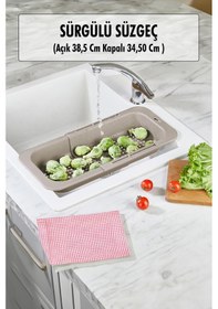 Resim Lavoba İçi Sürgülü Açılır Kapanır Sebze Meyve Süzgeci Vizon Açık 38,5 Cm Kapalı 34,50 Cm 