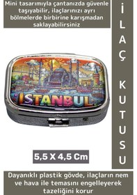 Resim Özel Seri Konsept Hediyelik Dekoratif Şık İstanbul Temalı 2 Bölmeli Hap Tablet İlaç Saklama Kutusu 