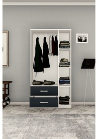 Resim Metalia 3 Kapılı 2 Çekmeceli Antrasit Kapaklı Gardrop 