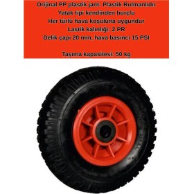 Resim Kl Home Plastik Jantlı Teker Siboplu 250-4 Iç Lastikli Şişme Havalı Taşıma Arabaları -Plastik Burçlu 