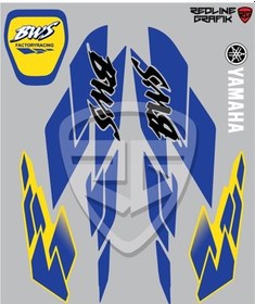 Resim Yamaha Bws Etiket Sticker Seti Komple Redline Grafik Mavi 
