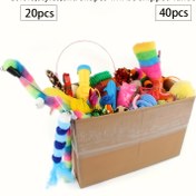 Resim 20/40 adet Çeşitli Naylon Tüy Oyuncağı - Gerçekçi Tüy Tasarımı, Geometrik Desenler, Rastgele Renkler ve Şekiller, Dayanıklı Etkileşimli Oyuncağı Küçük Kediler İçin, Pil Gerektirmez, Kedi Oyuncağı, Eğlenceli Tasarım, Canlı Renkler, Pil Olmadan 