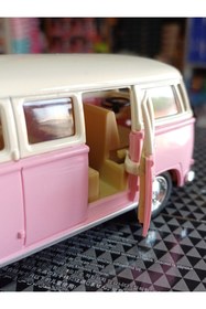 Resim OYUNCAKSAHİLİ Volkswagen Çekbırak 1962 Model Lısansl Minibüs Vosvos Bus Klasik Koleksiyon Microbüs Pembe 