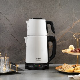 Resim Paslanmaz Çelik Çay Makinesi, Krem Renk, Şık ve Kullanışlı Tasarım 