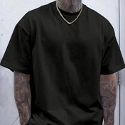 Resim Erkekler için Büyük Beden Rahat Pamuklu T-Shirt, Yaz Kısa Kollu Tee, Dış Mekan Erkek Giyim 