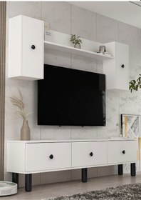 Resim 1355tv180-1dd Tv Sehpası,tv Ünitesi Beyaz-siyah 