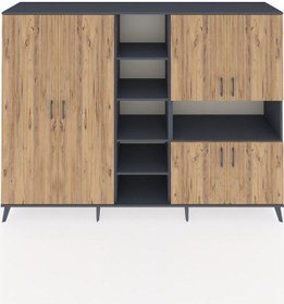 Resim Hyperion Dolap 13 Raflı 6 Kapaklı 220x44x163 Antrasit-çam/antrasit Atlas Çam/antrasıt - Antrasıt 
