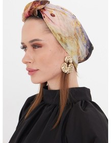 Resim Hürrem Bone Gold Pratik Hazır Geçmeli Tesettür Bone Kesik Elyaf Retro Desenli 2409 03 Gold Sarı 