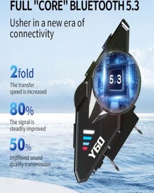 Resim Y60 Ipx6 Su Geçirmez Rgb Bluetooth 5.3 Sesli Asistan İnterkom Kask Kulaklığı 