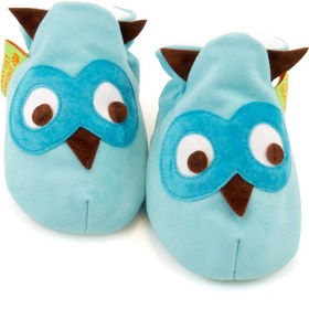 Resim Funky Feet 0-6ay Beden, 10,5cm Topuktan Parmak Ucuna, Owl Blue Hakiki Süet Bebek Patik 